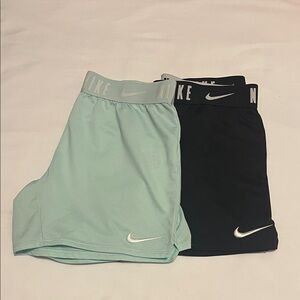 Nike Kids' Shorts - Black and Light Green Pair/Set/Pack